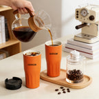 Cheerful Goat Double wall stainless Vacuum Ceramic Coffee Cap 600ml /21 oz Plus Coffee Powder 1 Box Bundle