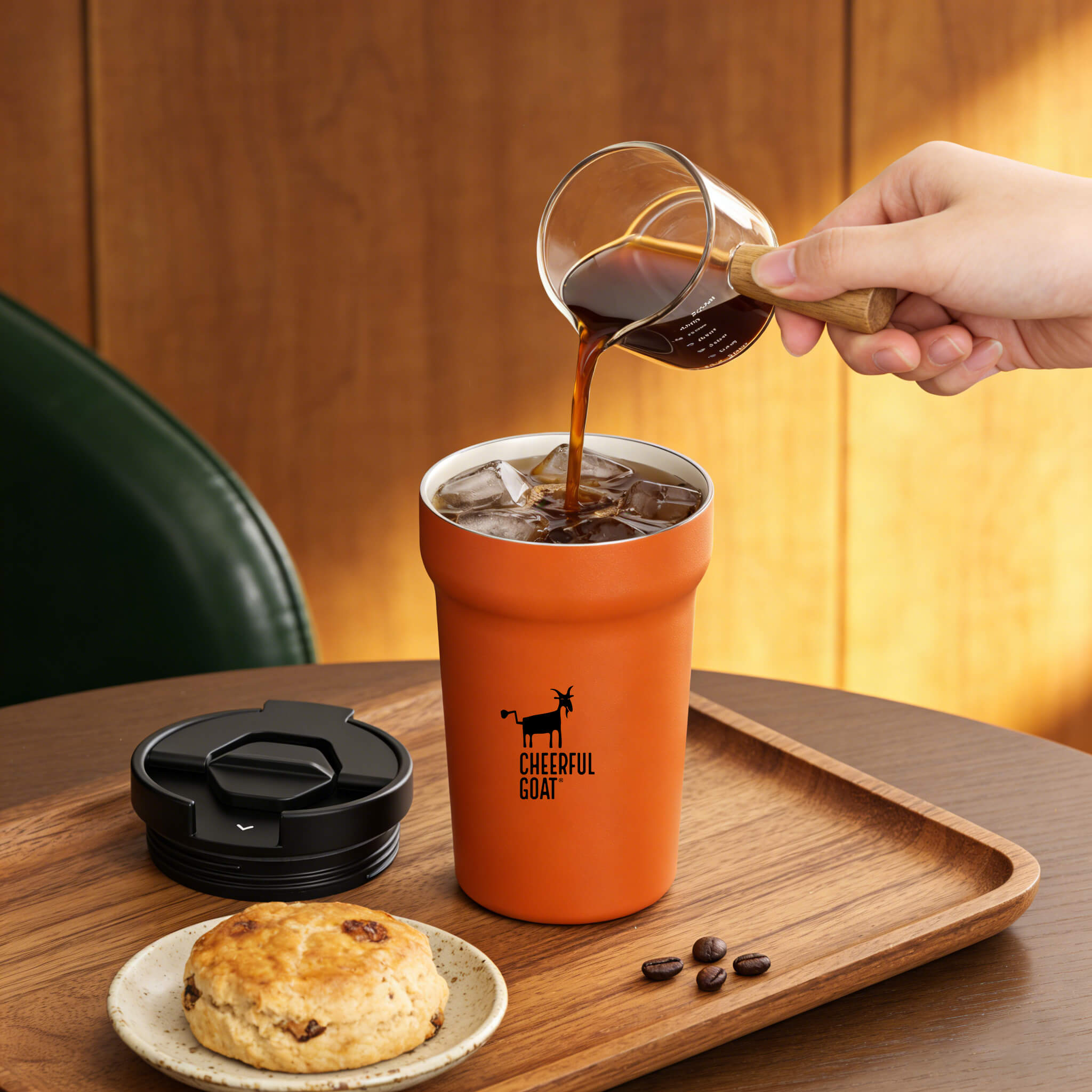 Cheerful Goat Coffee Mug Ceramic lnner Liner Coffee Cup Travel Thermal Tumbler 350ml New Year gift