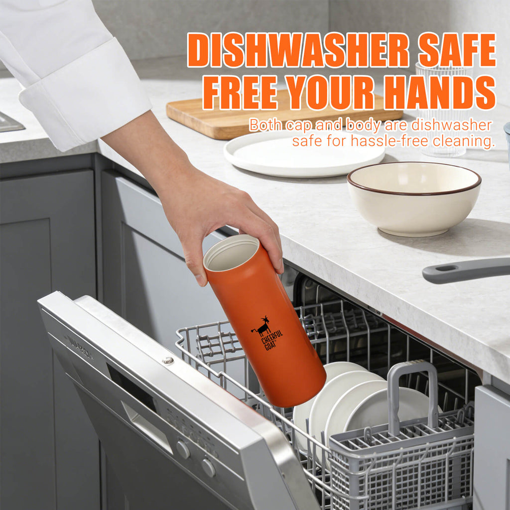 CHEERFUL GOAT Insulated Water Bottle With Straw 720ml Ceramic Lined Stainless Steel Coffee Thermos Sports Travel Bottle