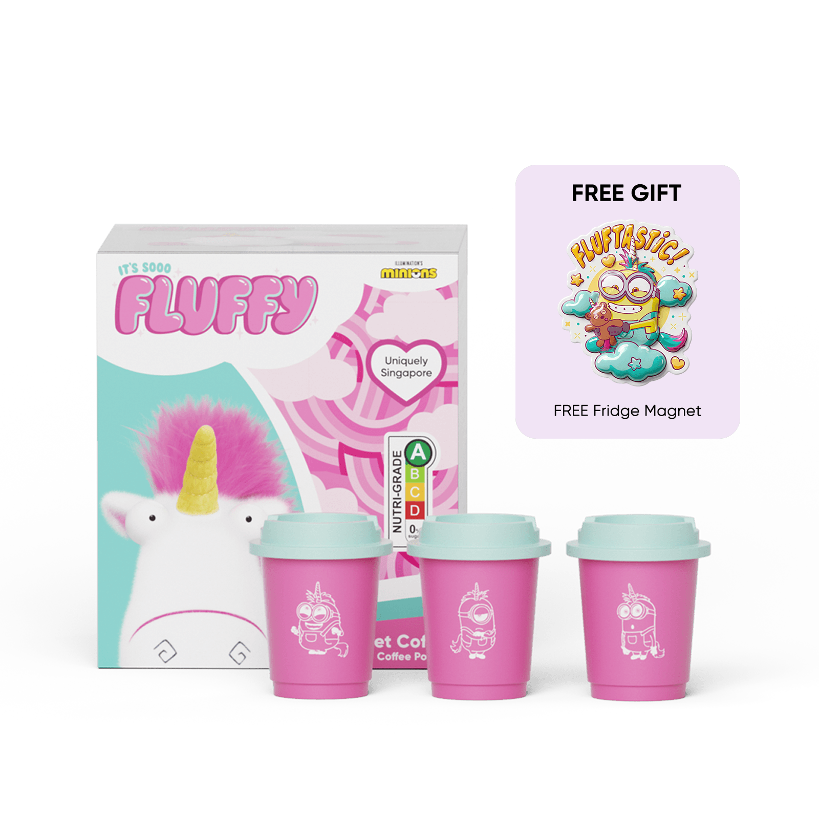 CheerfulGoat Fluffy Coffee Gift Set – 9 Cups 100% Arabica Freeze-Dried Coffee + Collector's Fridge Magnet