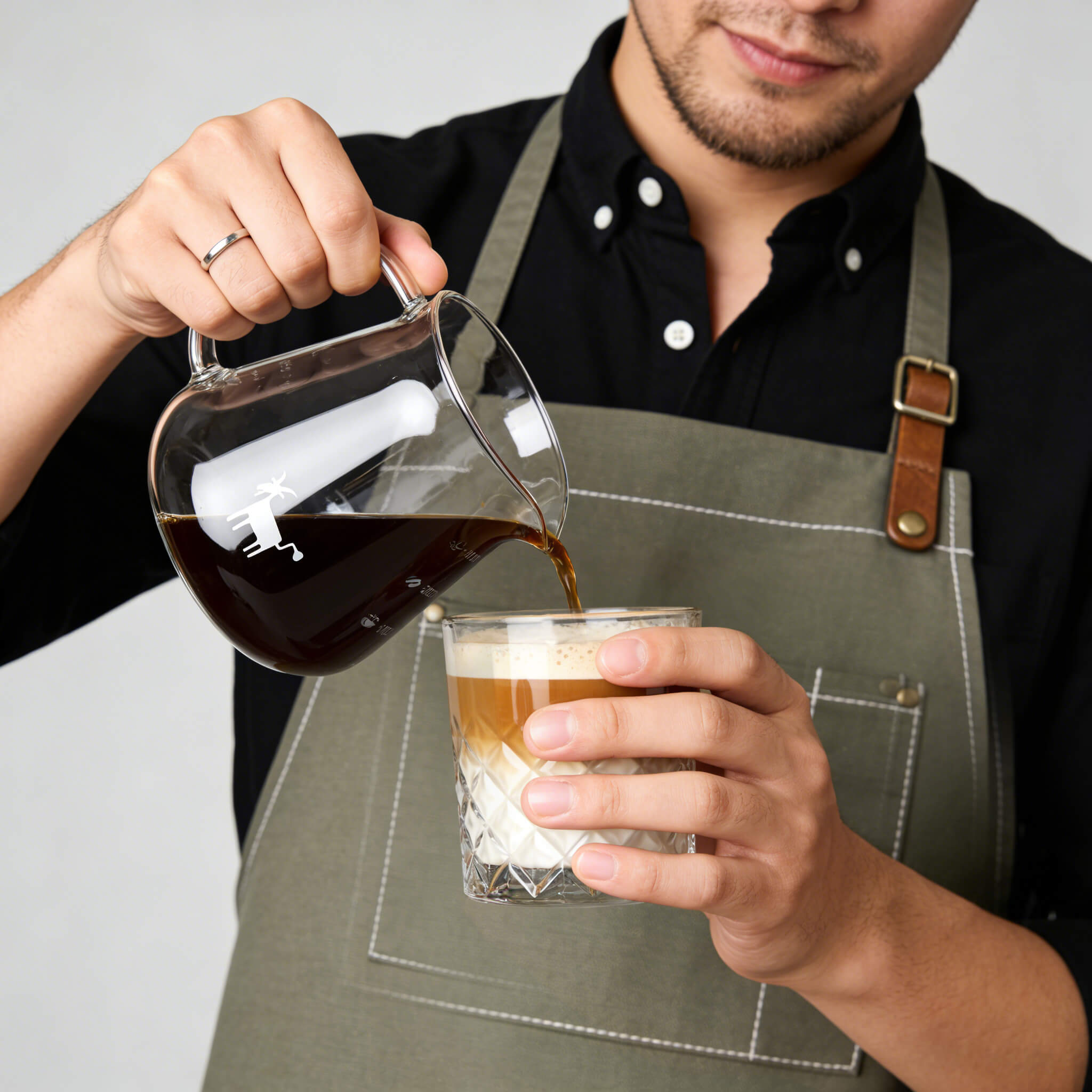 Cheerful Goat Coffee Sharing Pot Home Hand-Poured Coffee Pot Set Coffee Utensils Borosilicate Glass