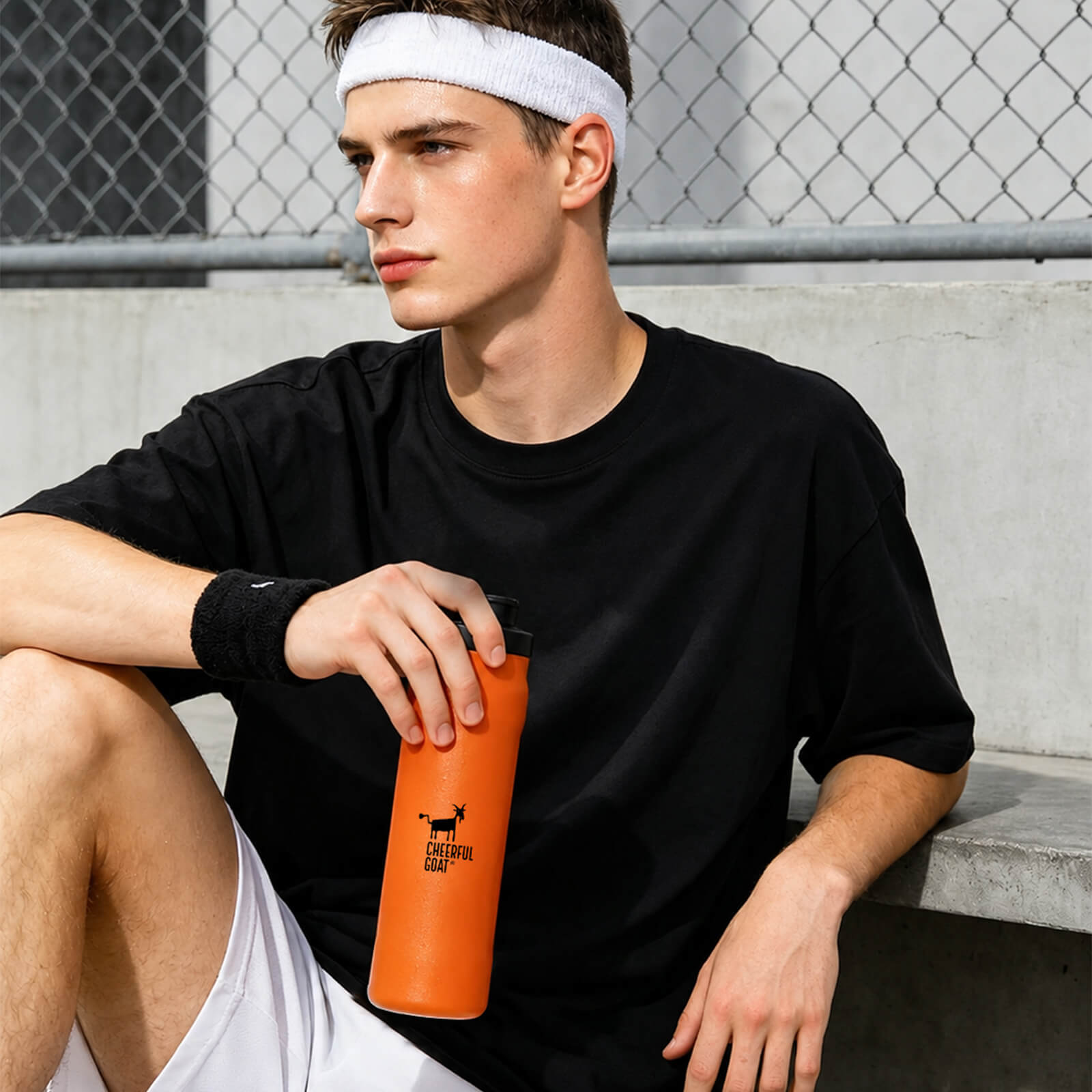 CHEERFUL GOAT Insulated Water Bottle With Straw 720ml Ceramic Lined Stainless Steel Coffee Thermos Sports Travel Bottle