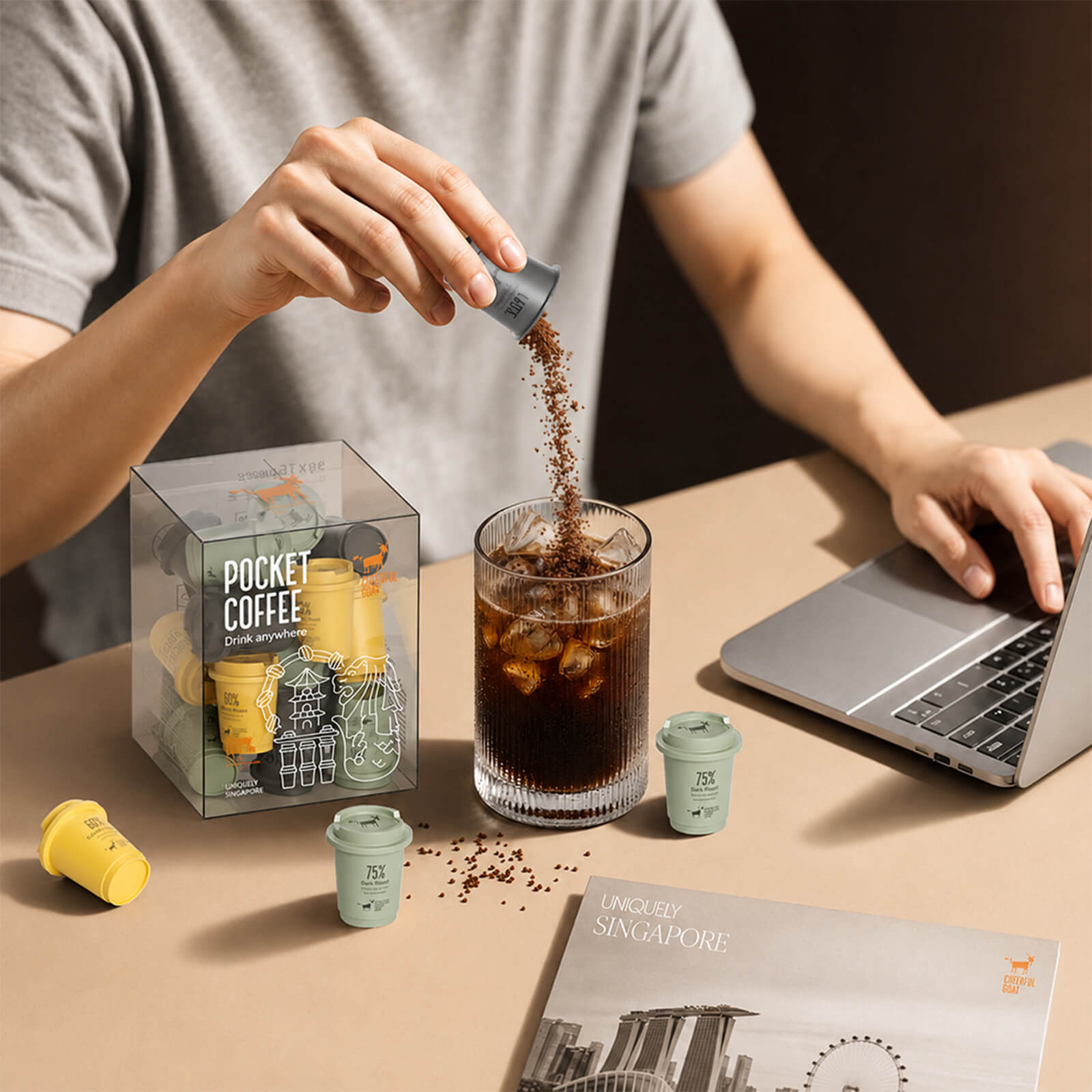 Cheerful Goat Medium, Dark & Extra Dark Roast Freeze-Dried Instant Pocket Coffee Variety Pack – 15 Cups