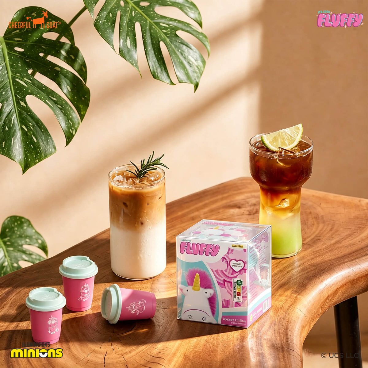 CheerfulGoat Fluffy Coffee Gift Set （9 Cups + Collector's Fridge Magnet) ＋Pocket Coffee Bundle (15 Cups + 300ml Straw Tumbler)