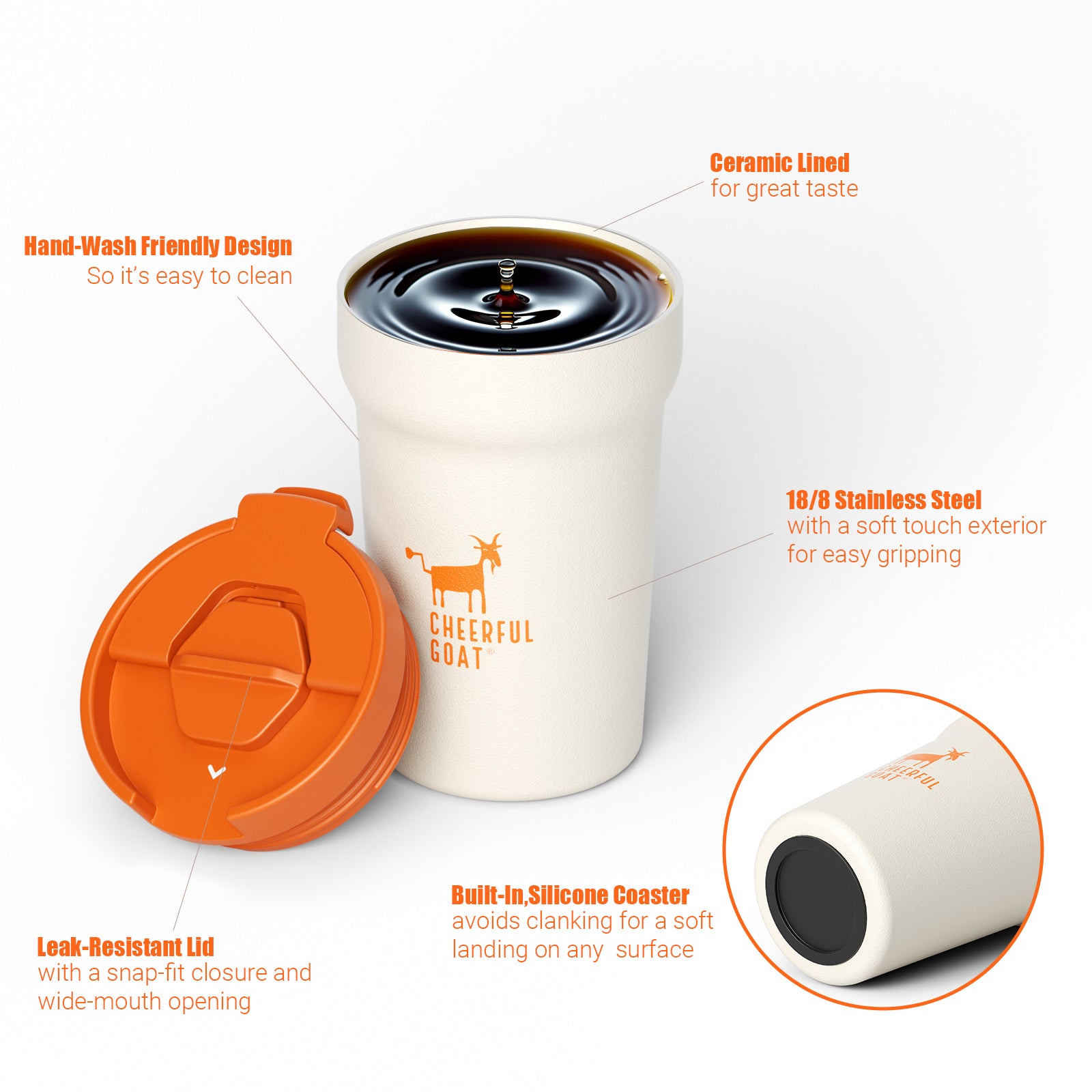 Cheerful Goat Coffee Mug Ceramic lnner Liner Coffee Cup Travel Thermal Tumbler 350ml New Year gift