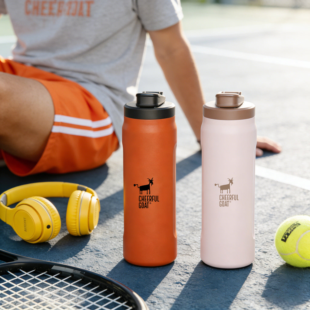 Cheerful Goat Insulated Water Bottle With Straw Sports Travel Bottle 720ml /25.5 oz Plus Coffee Powder 1 Box Bundle