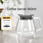 Timemore Coffee Crystal Eye Dripper Glass Filter Cup V01 Black+ Sharing Pot 360ml