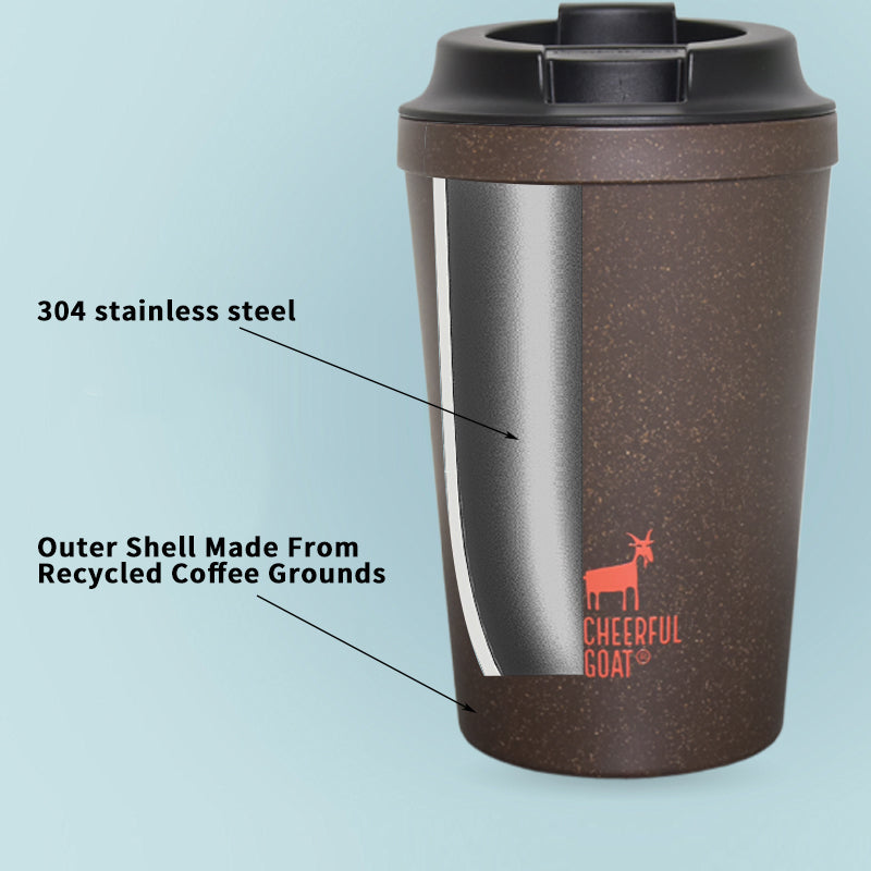 Non-Pourable Eco-Friendly Coffee Cup Made From Recycled Coffee Grounds