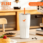 Cheerful Goat Coffee Cup Double wall stainless Vacuum Ceramic Lined Cup 600ml/21oz