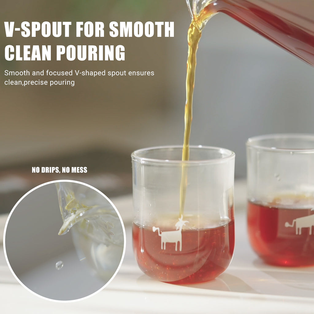 Cheerful Goat Pour Over Coffee Server Set – 360ml Borosilicate Glass Carafe with 2 Cups