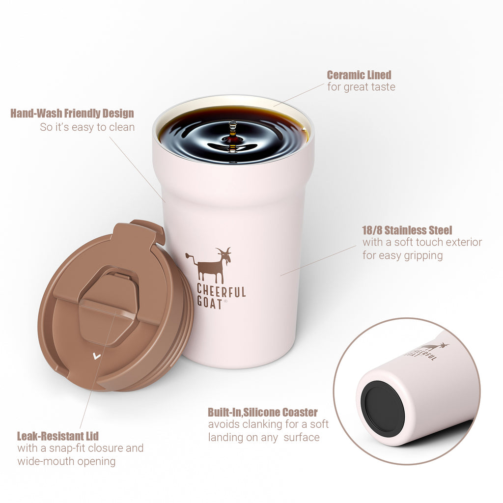 Cheerful Goat Ceramic Insulated Coffee Mug plus coffee powder 2 Box Bundle