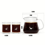 Cheerful Goat Pour Over Coffee Server Set – 360ml Borosilicate Glass Carafe with 2 Cups