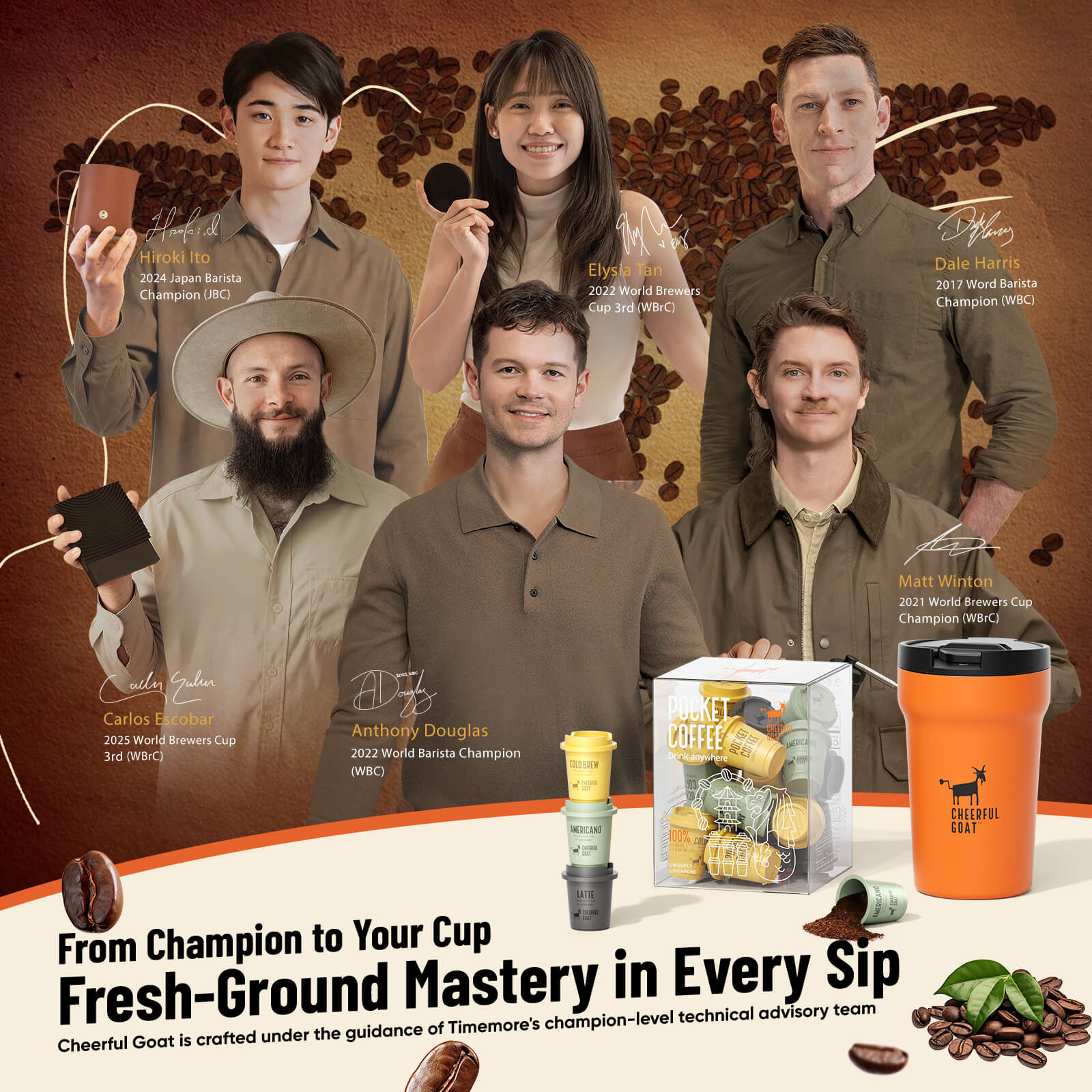 Cheerful Goat Medium, Dark & Extra Dark Roast Freeze-Dried Instant Pocket Coffee Variety Pack – 15 Cups
