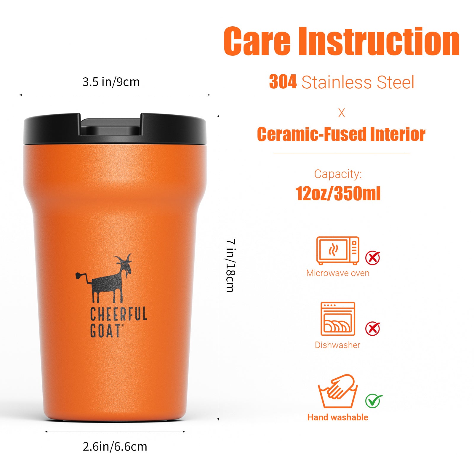 Ceramic Inner Coffee Mug Tumbler 350ml
