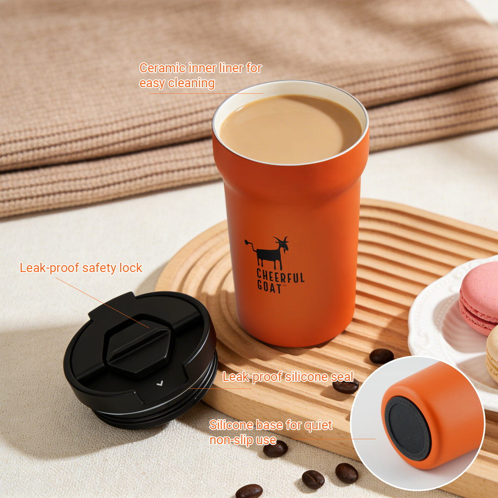 Cheerful Goat Ceramic Insulated Coffee Mug plus coffee powder 1 Box Bundle