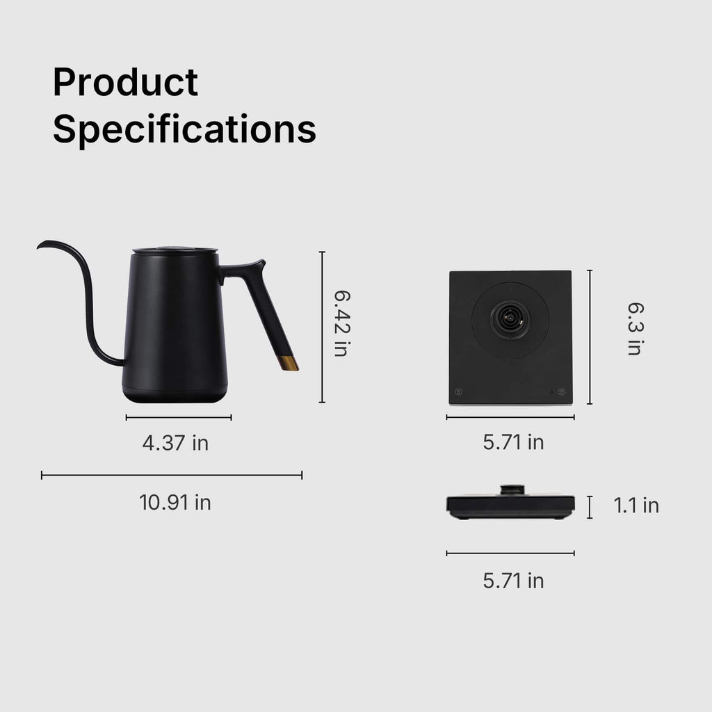 Timemore Smart Electric Coffee Pot 600ml Gooseneck Variable Temperature Control  Pour Over Kettle