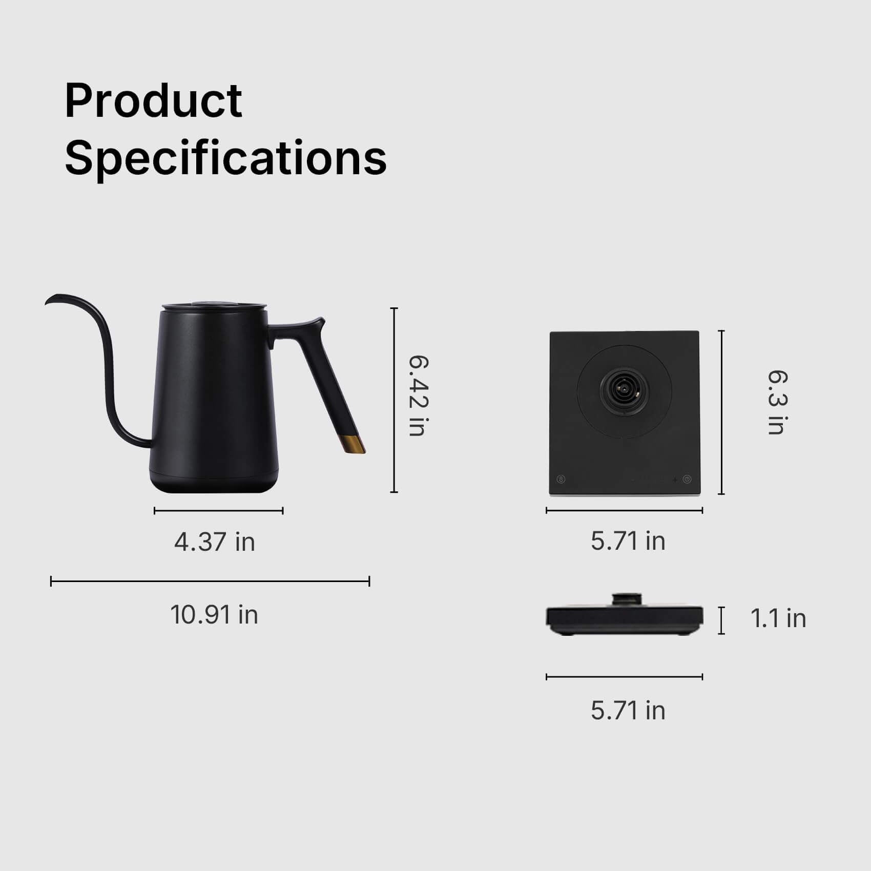 Timemore Smart Electric Coffee Pot 600ml Gooseneck Variable Temperature Control  Pour Over Kettle