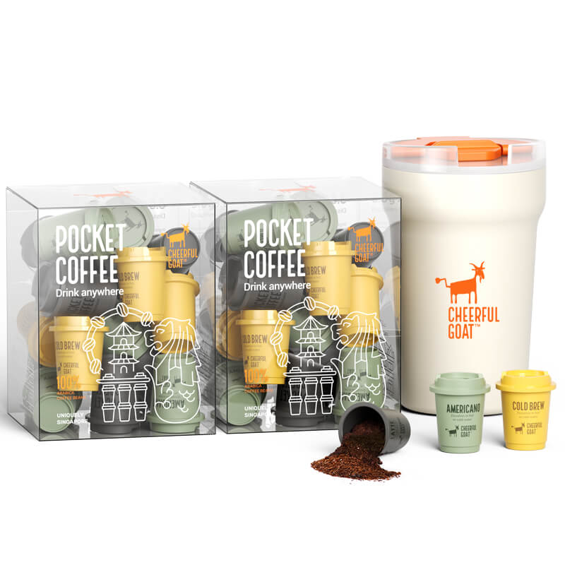 Cheerful Goat Coffee Powder Instant Coffee Freeze Dried Double Mixed Coffee & Mug Combo