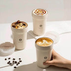 TIMEMORE Insulated Coffee Mug – Stainless Steel Travel Coffee Tumbler with Ceramic Liner 12oz Coffee Cup