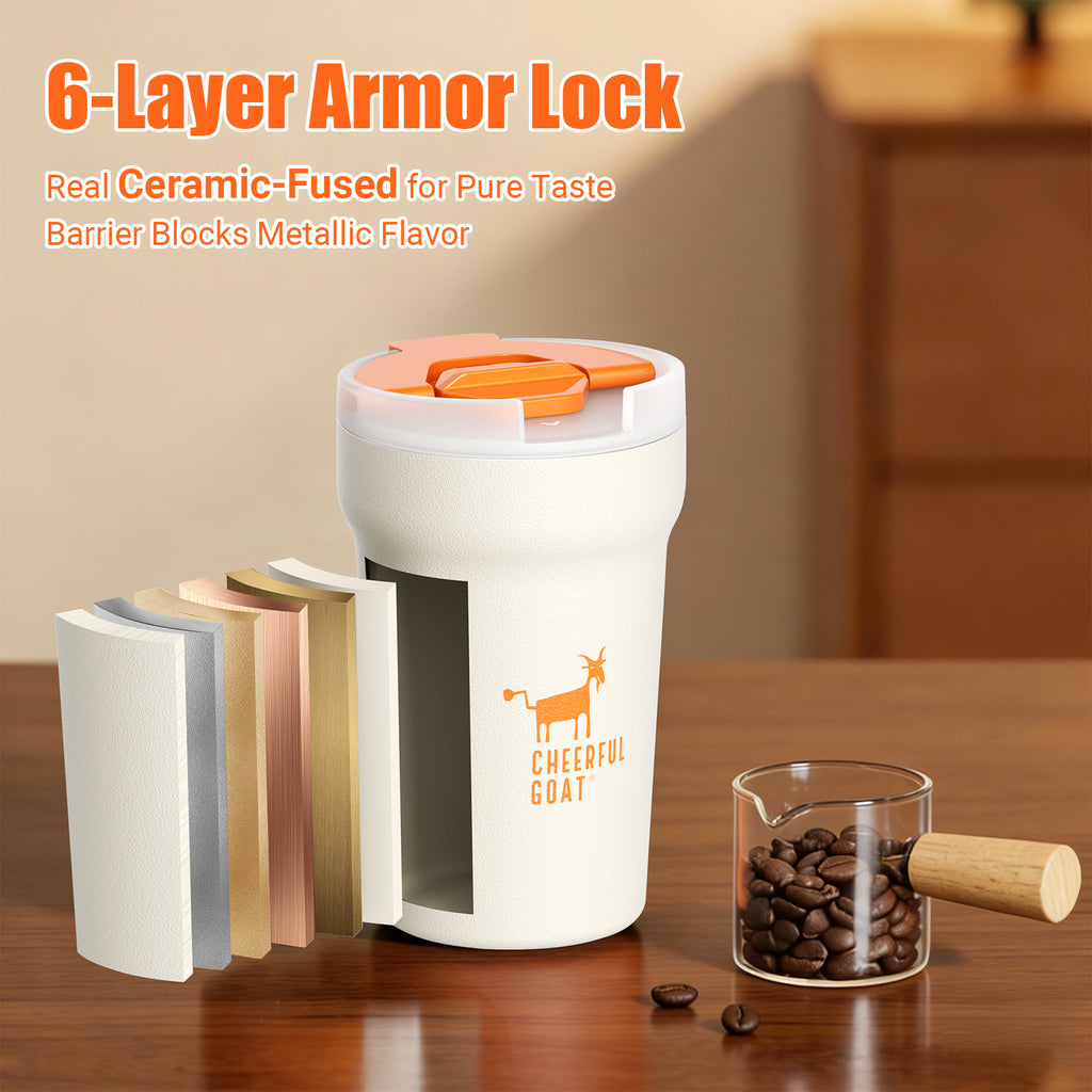 Cheerful Goat Coffee Mug Ceramic lnner Liner Coffee Cup Travel Thermal Tumbler 350ml New Year gift