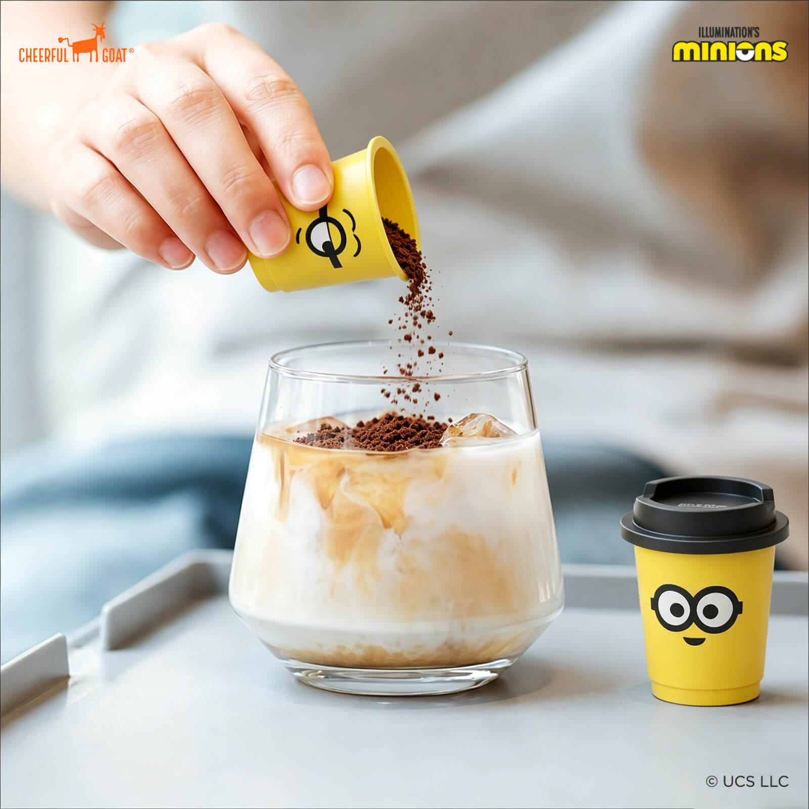 Cheerful Goat × Minions Pocket Coffee Bundle – 15 Cups 100% Arabica Freeze-Dried Coffee + 300ml Straw Tumbler