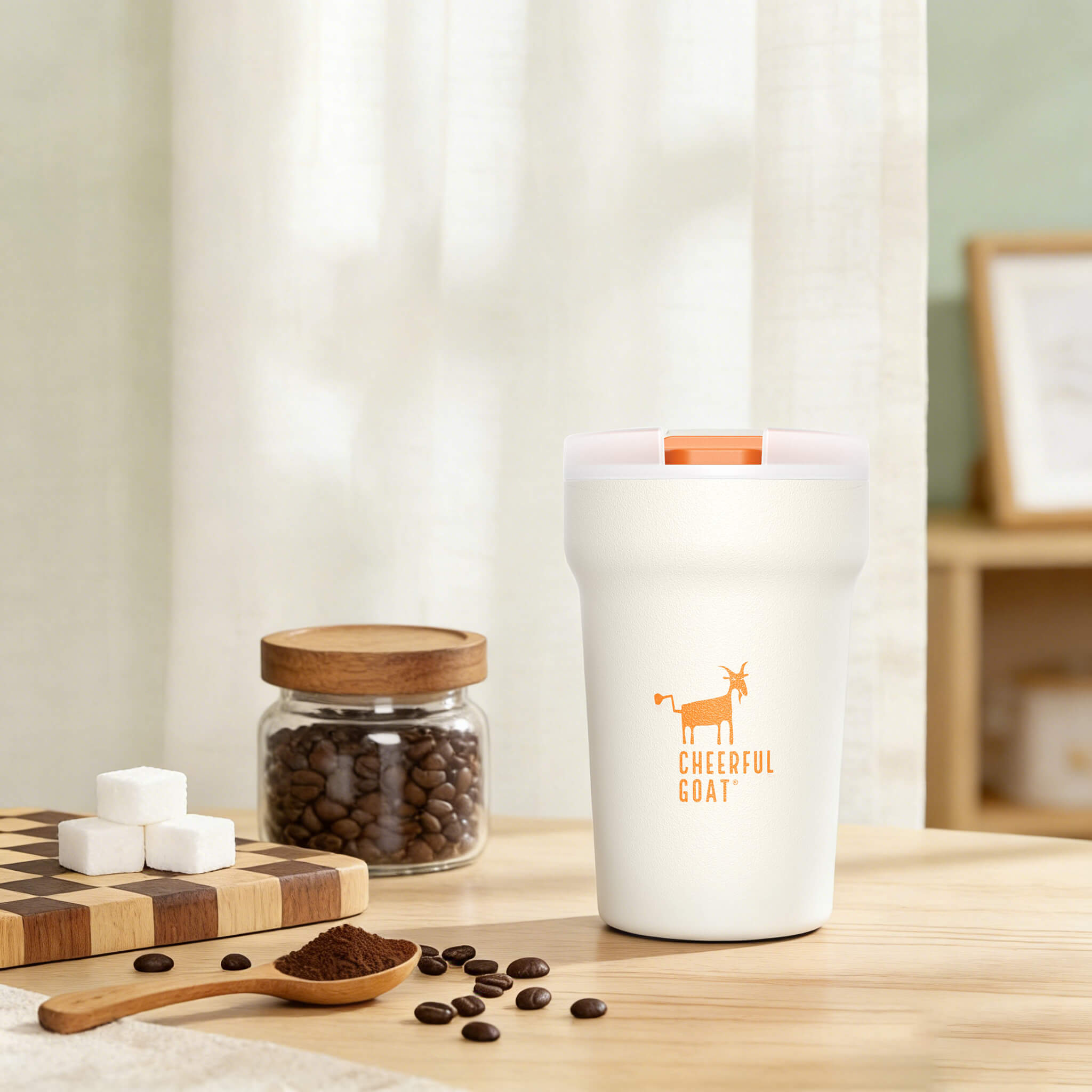 Cheerful Goat Coffee Mug Ceramic lnner Liner Coffee Cup Travel Thermal Tumbler 350ml New Year gift