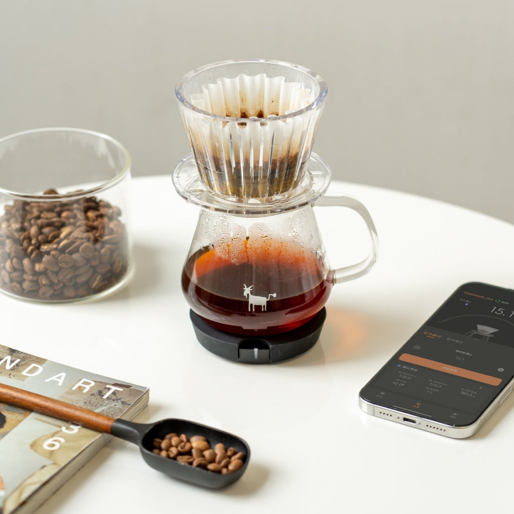 TIMEMORE  Mirror Dot Smart Coffee Scale Screenless Slim Portable Weighing Scale for Hand Brew & Espresso
