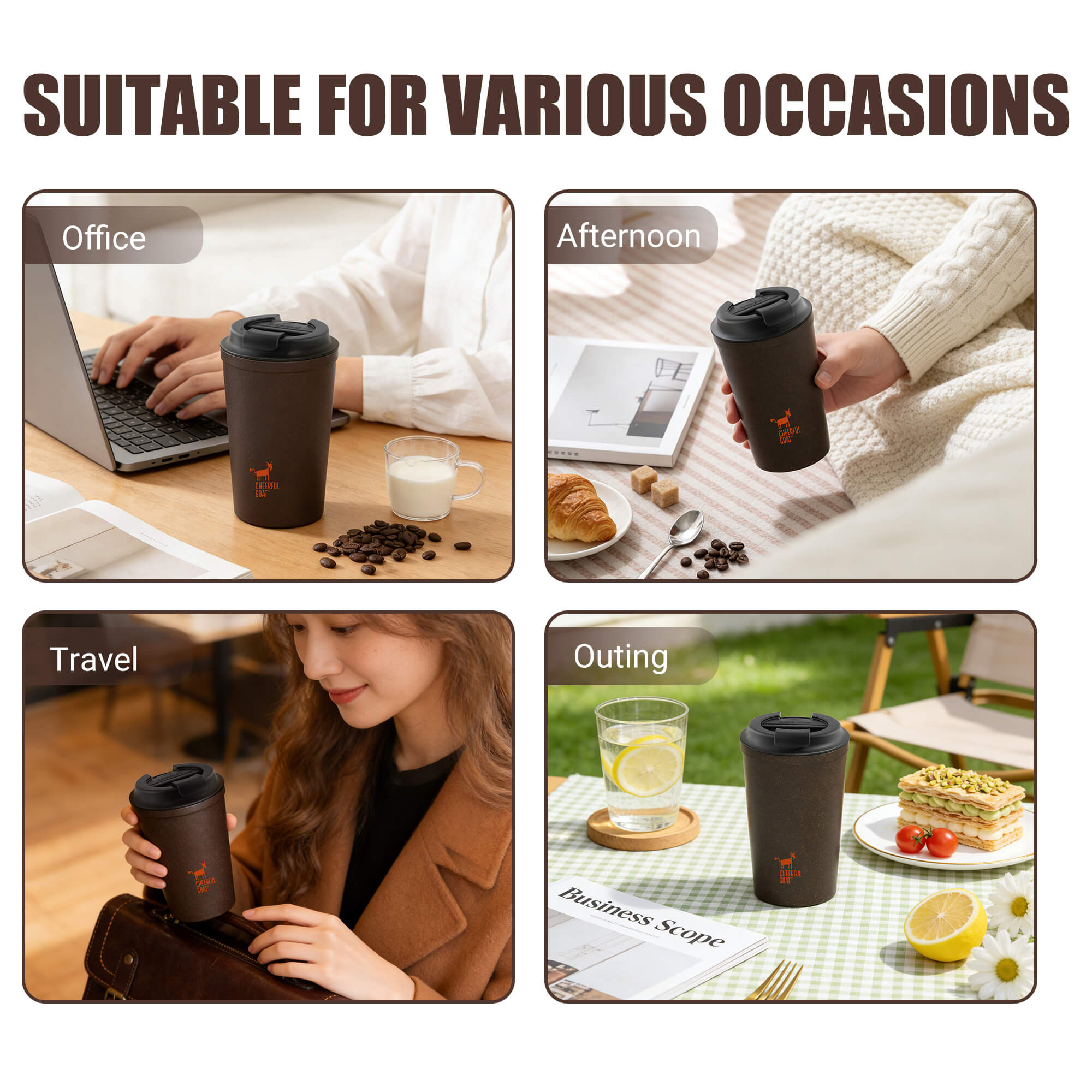 Cheerful Goat Suction Coffee Cup Portable Cup Eco-Friendly Cup Coffee Mug