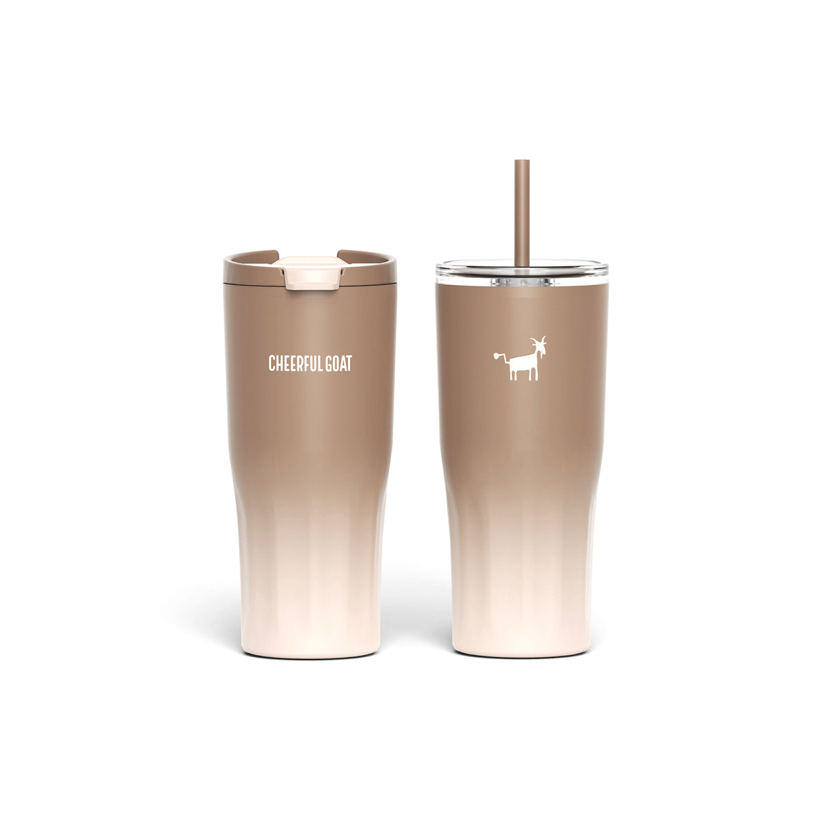 Cheerful Goat Coffee Cup Double wall stainless Vacuum Ceramic Lined Cup 600ml/21oz