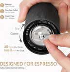 TIMEMORE Aluminum Manual Coffee Grinder C3 ESP Black Stainless Steel Conical Burr Adjustable Grind Setting for Espresso to French Press 25g Capacity