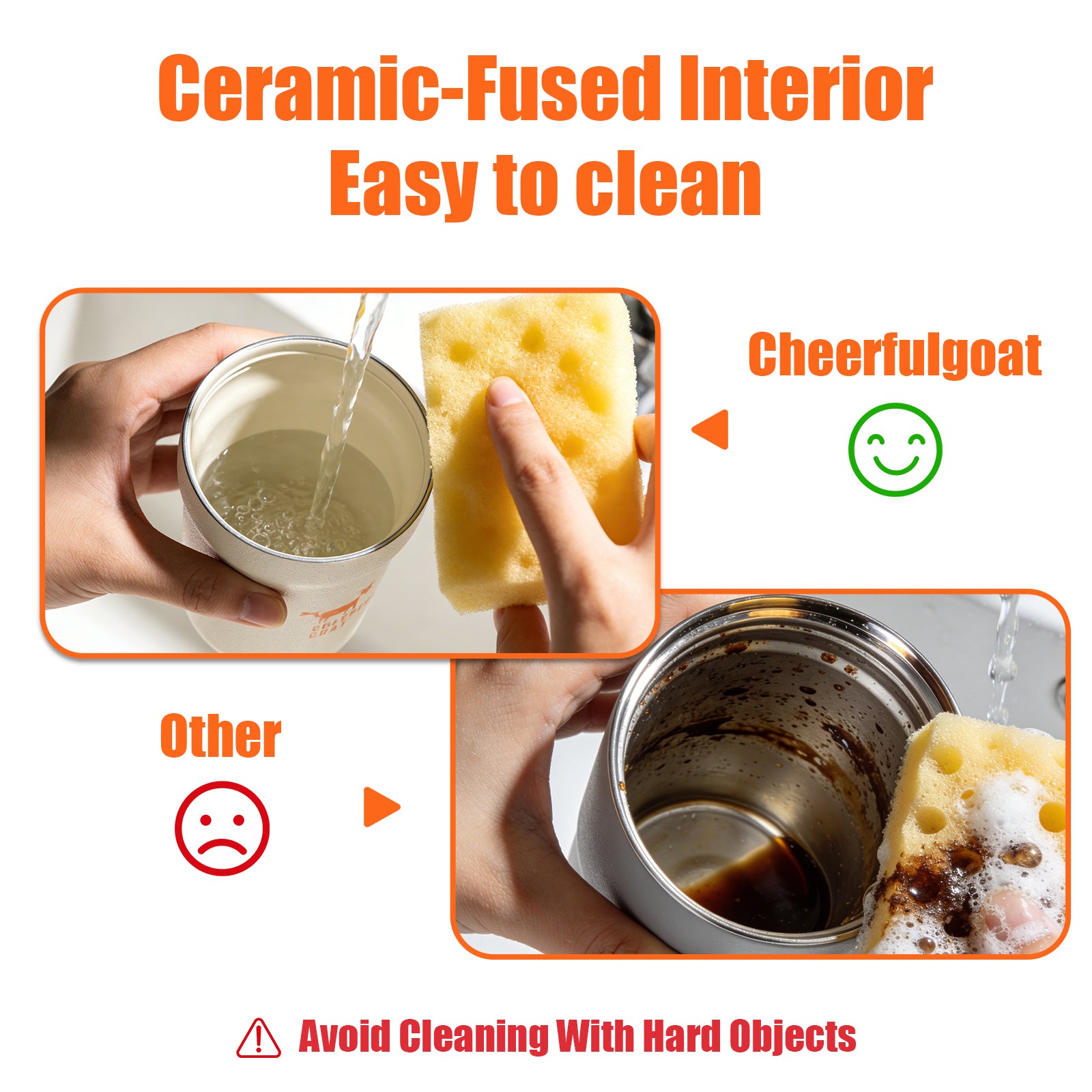 Cheerful Goat Coffee Mug Ceramic lnner Liner Coffee Cup Travel Thermal Tumbler 350ml New Year gift