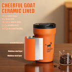Cheerful Goat Ceramic Insulated Coffee Mug plus coffee powder 1 Box Bundle