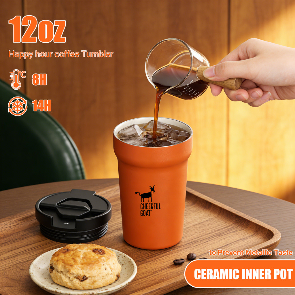 Cheerful Goat Coffee Mug Ceramic lnner Liner Coffee Cup Travel Thermal Tumbler 350ml New Year gift