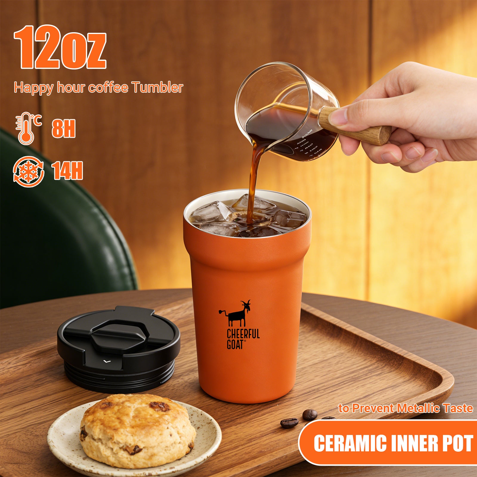 Cheerful Goat Coffee Mug Ceramic lnner Liner Coffee Cup Travel Thermal Tumbler 350ml New Year gift