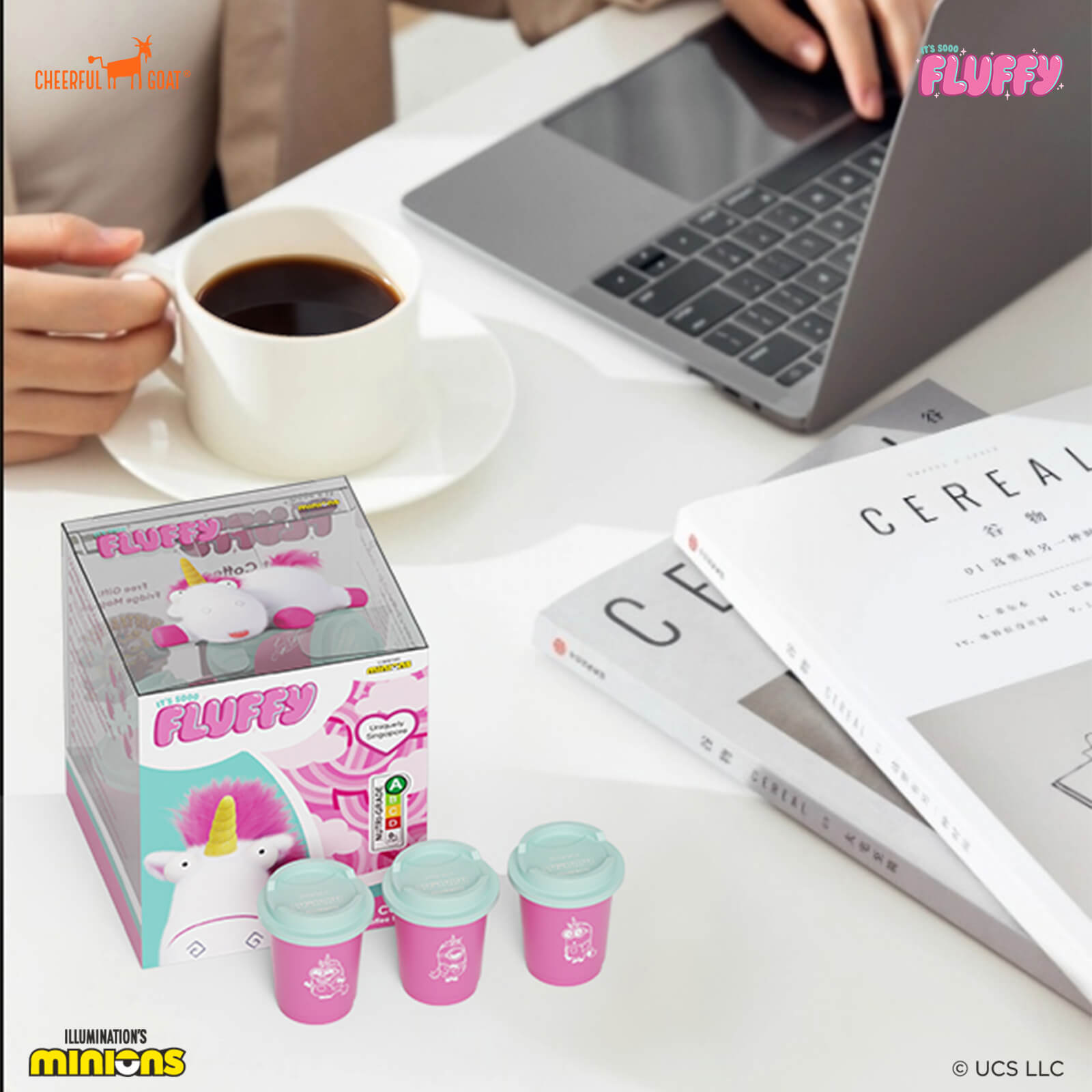 CheerfulGoat Fluffy Coffee Gift Set – 9 Cups 100% Arabica Freeze-Dried Coffee + Collector's Fridge Magnet