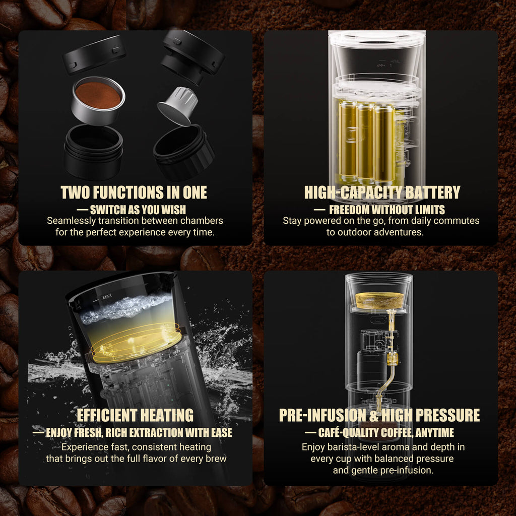 Timemore×Nuttii E-Coffee Portable Espresso Machine Capsule Coffee Machine Coffee Maker For Ground & Capsule Coffee