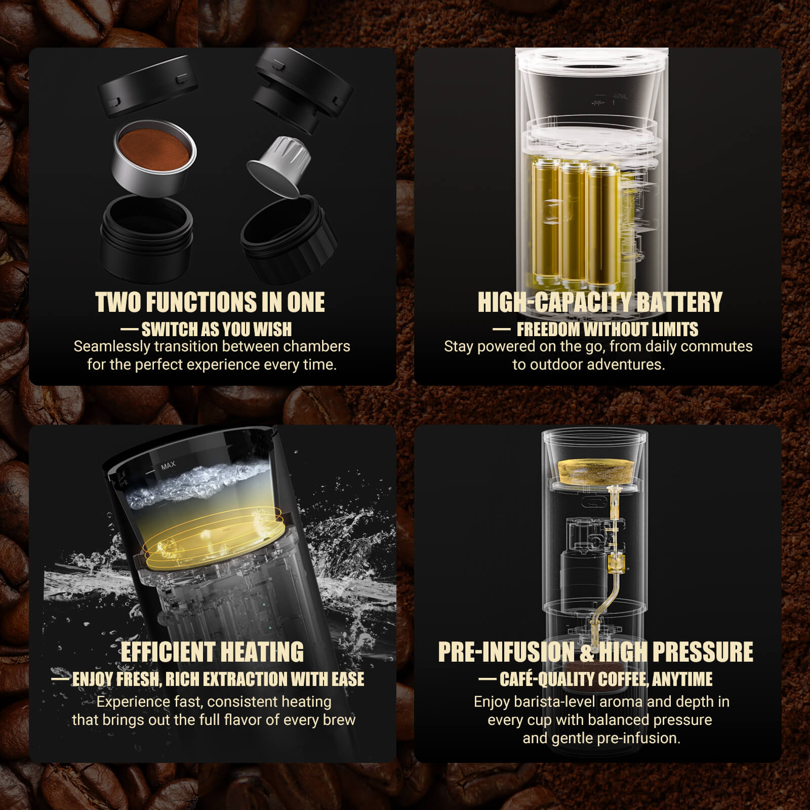 Timemore×Nuttii E-Coffee Portable Espresso Machine Capsule Coffee Machine Coffee Maker For Ground & Capsule Coffee