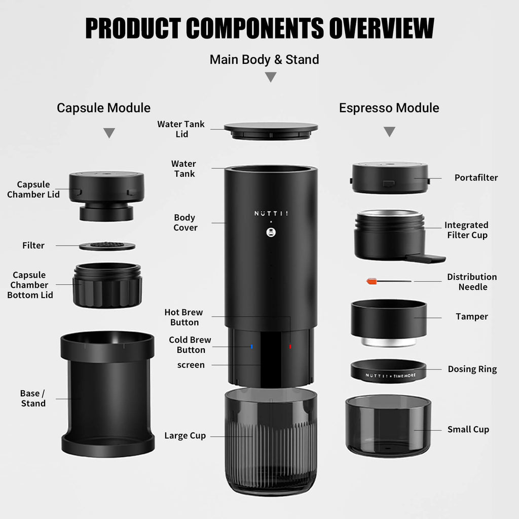 Timemore×Nuttii E-Coffee Portable Espresso Machine Capsule Coffee Machine Coffee Maker For Ground & Capsule Coffee