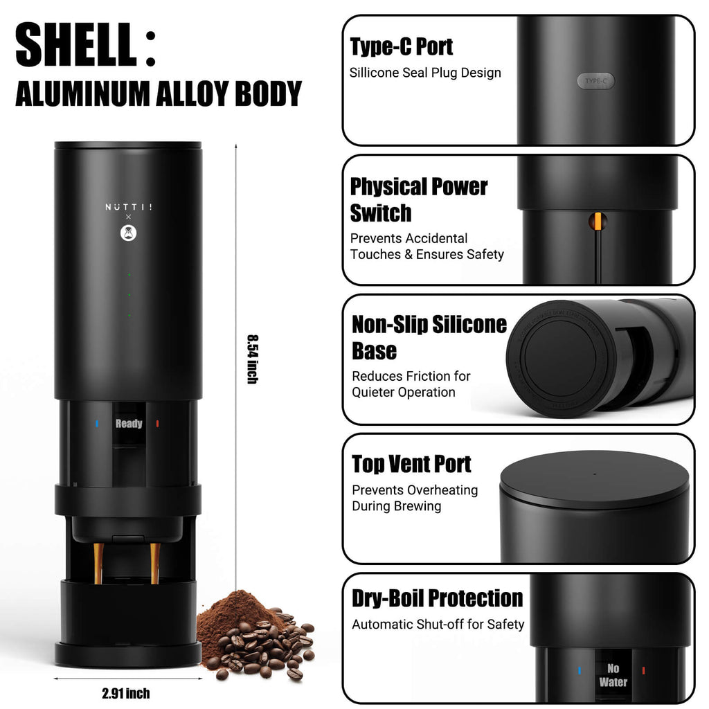 Timemore×Nuttii E-Coffee Portable Espresso Machine Capsule Coffee Machine Coffee Maker For Ground & Capsule Coffee