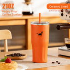 Cheerful Goat Coffee Cup Double wall stainless Vacuum Ceramic Lined Cup 600ml/21oz
