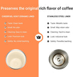 CHEERFUL GOAT Ceramic Lined Coffee Mug – Stainless Steel Travel insulated Tumbler with Ceramic Liner, with lid, 10oz Cup