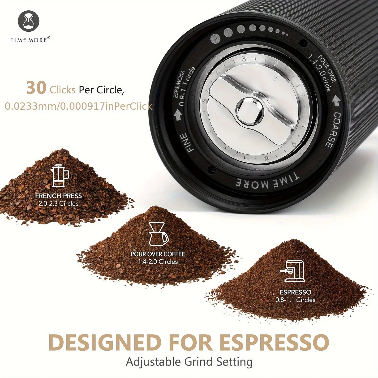 TIMEMORE Chestnut C3 ESP Pro Full Metal Hand Coffee Grinder with Precise Grinding Degree Adjustment  Stainless Steel and Conical Grinder Black