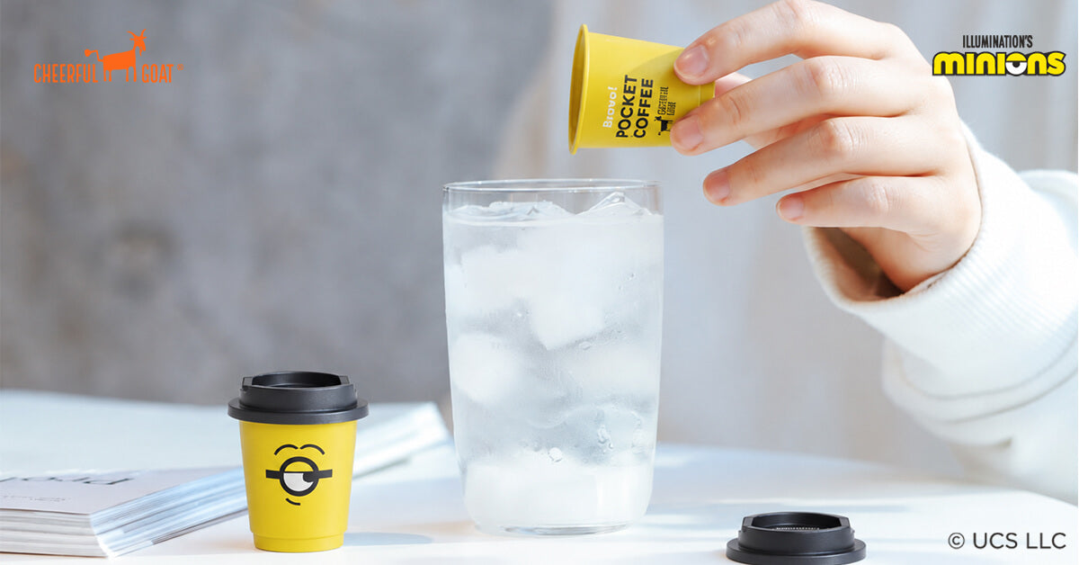 Cheerful Goat × Minions Pocket Coffee Bundle – 15 Cups 100% Arabica Freeze-Dried Coffee + 300ml Straw Tumbler