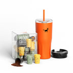 Cheerful Goat Double wall stainless Vacuum Ceramic Coffee Cap 600ml /21 oz Plus Coffee Powder 1 Box Bundle