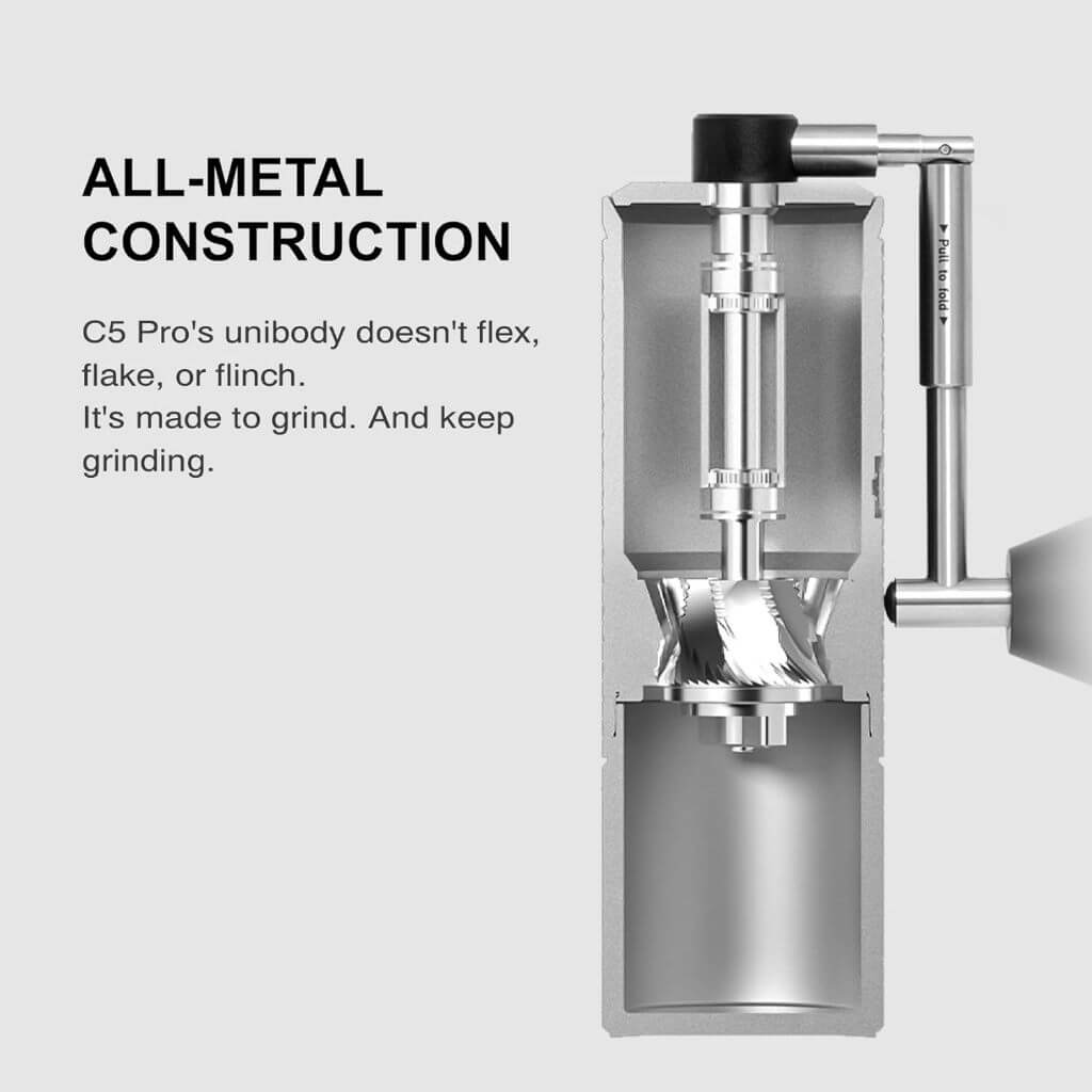 TIMEMORE C5 Pro Manual Coffee Grinder with S2C-042-III Conical Burr, 0.031mm Precision Adjustment, All-Metal Portable
