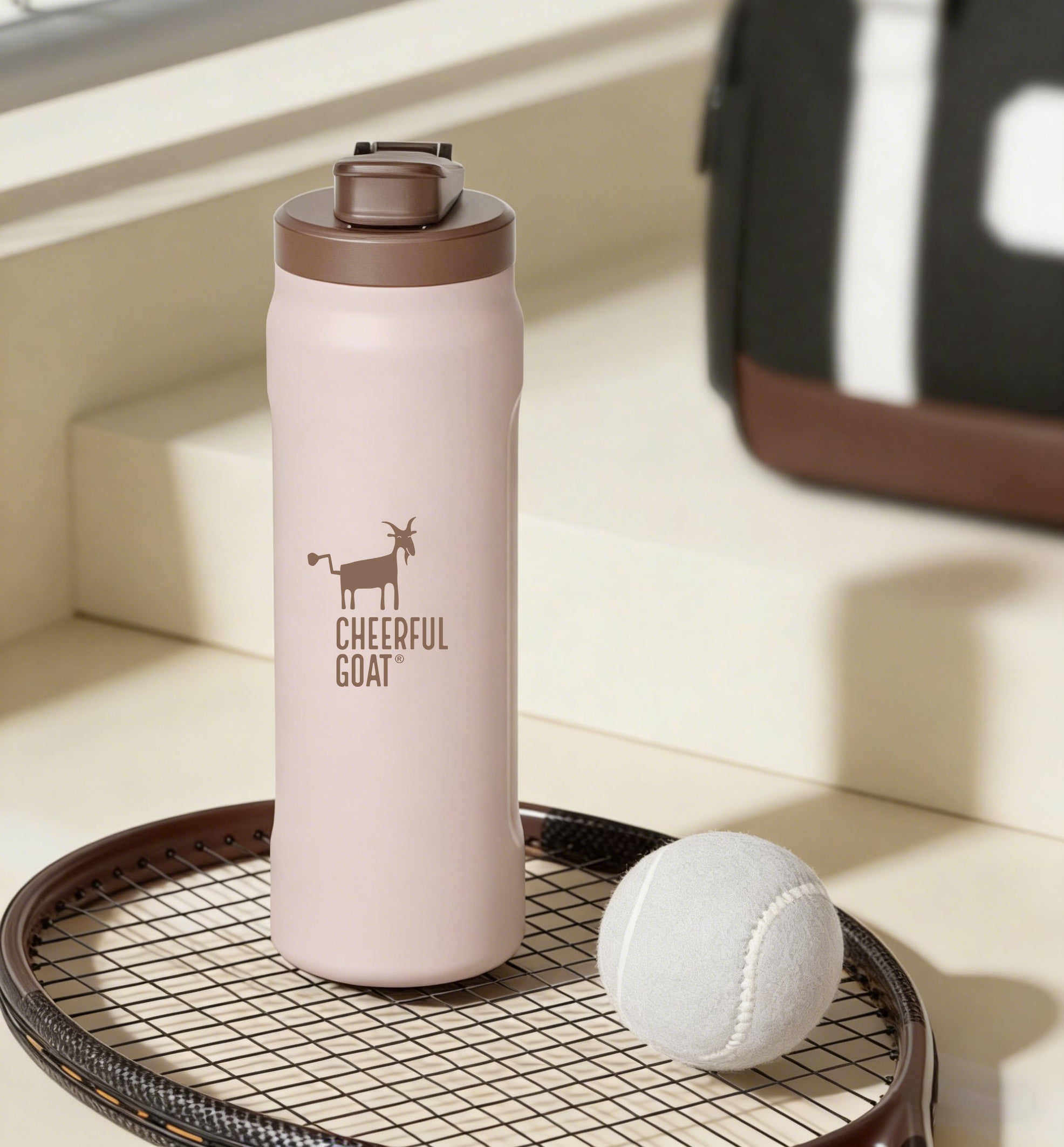 Cheerful Goat Insulated Water Bottle With Straw Sports Travel Bottle 720ml /25.5 oz Plus Coffee Powder 1 Box Bundle