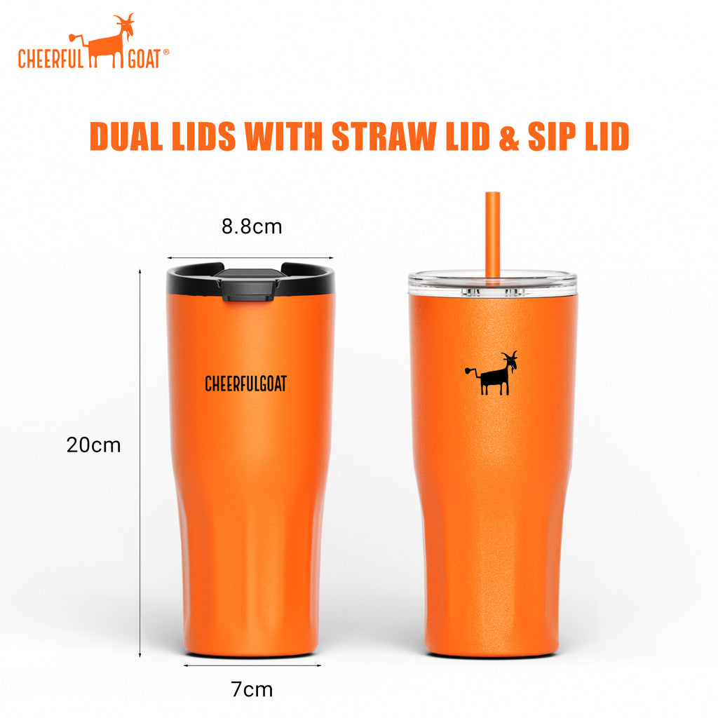 Cheerful Goat Double wall stainless Vacuum Ceramic Coffee Cap 600ml /21 oz Plus Coffee Powder 1 Box Bundle