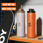 CHEERFUL GOAT Insulated Water Bottle With Straw 720ml Ceramic Lined Stainless Steel Coffee Thermos Sports Travel Bottle