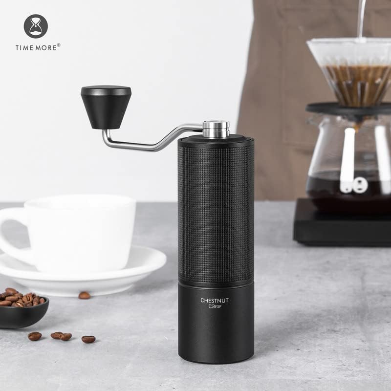 TIMEMORE Aluminum Manual Coffee Grinder C3 ESP Black Stainless Steel Conical Burr Adjustable Grind Setting for Espresso to French Press 25g Capacity