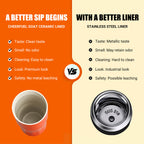Cheerful Goat Coffee Cup Double wall stainless Vacuum Ceramic Lined Cup 600ml/21oz